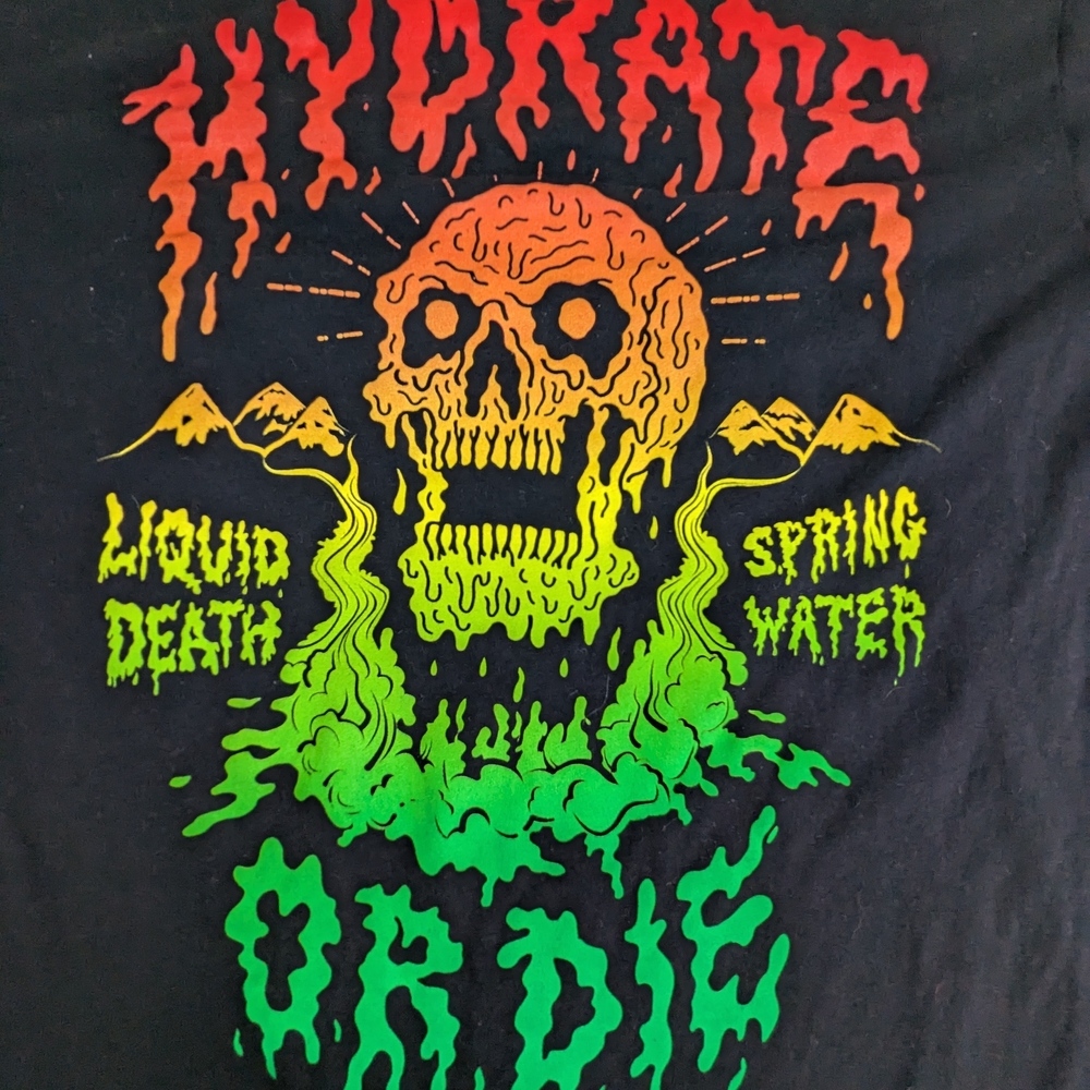 Liquid Death Hydrate or Die Graphic Tee Small